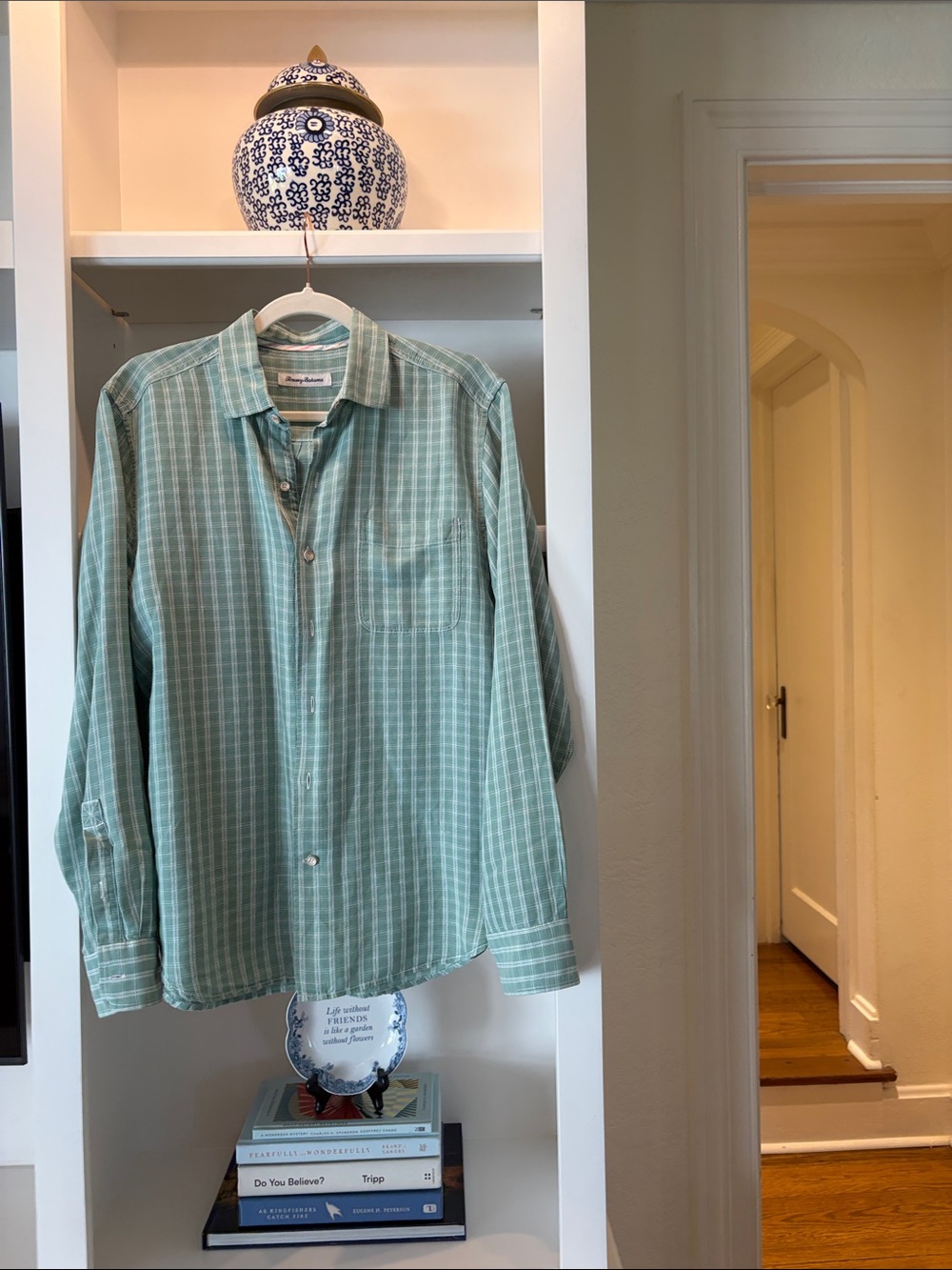 Tommy Bahama men’s long sleeve green plaid button down dress shirt